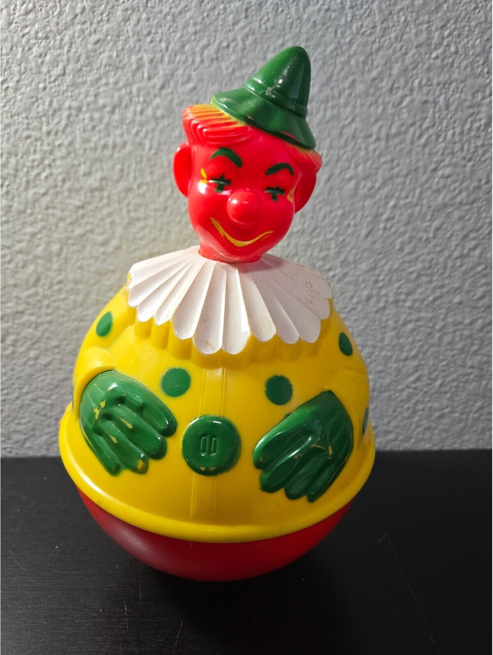 Vintage 1930-1940s Toy Roly Poly Clown Knickerbocker Plastic